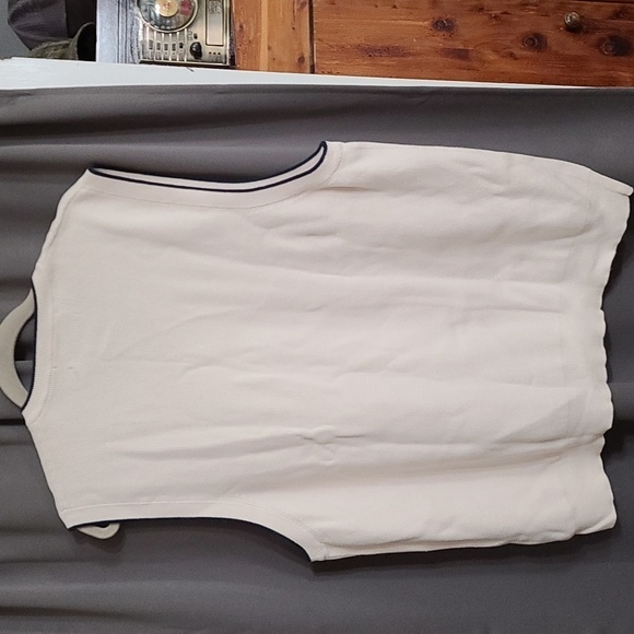 Eddie Bauer Golf Mens Sweater Vest Cream W/Navy Trim V-neck EB-Tek Sz EUC XL - Picture 5 of 8